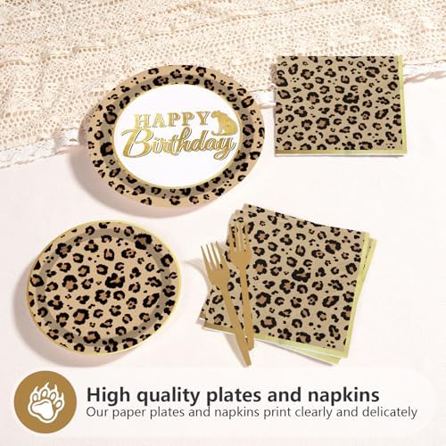 Grencian 96 Pcs Cheetah Print Party Plates and Napkins