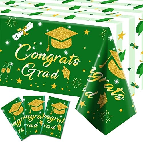 CESOF Graduation Tablecloth Decor 3 Pack Green 54x108 Inch
