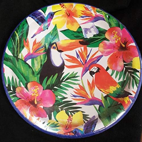 Unique Palm Tropical Round Dinner Plates 9 Pack of 8
