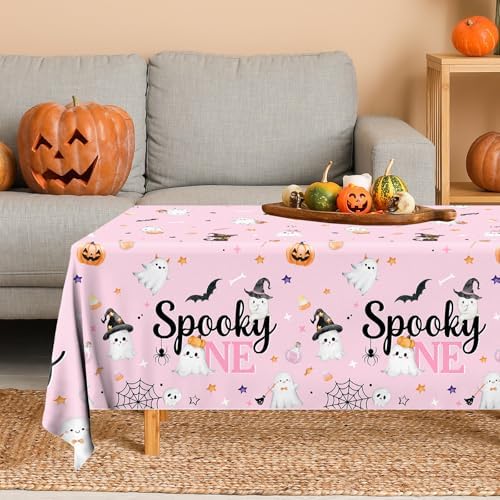 Spooky One Birthday Tablecloths 3PCS Pink Halloween Decorations
