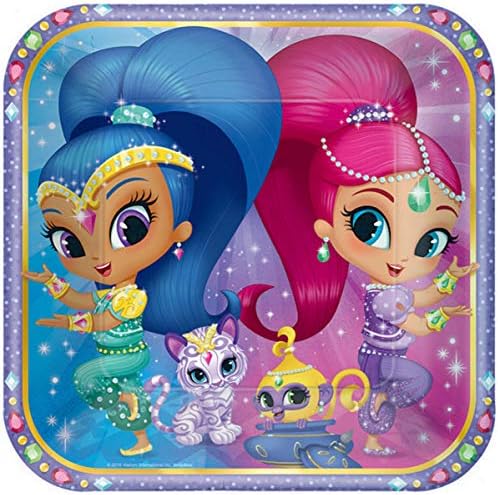 Shimmer Shine Square Paper Plates 9 Inch Pack of 8