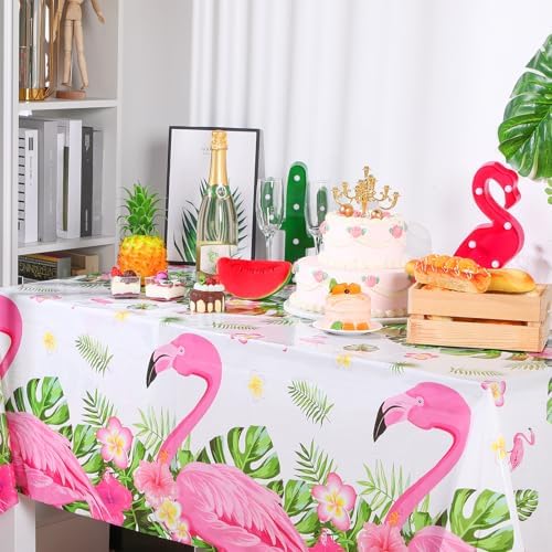 Preboun 6 Pcs Flamingo Tablecloths 54x108 Disposable Pink Party Decor