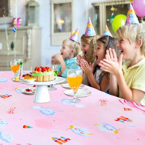 PHOGARY 2 PCS Tornado Birthday Tablecloths for Girl