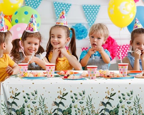 Irenare 6 Pcs Sage Green Plastic Tablecloth for Baby Shower Party