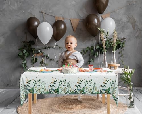 Irenare 6 Pcs Sage Green Plastic Tablecloth for Baby Shower Party