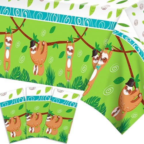 Animal Sloth Themed 3Pcs Tablecloths for Birthday Parties