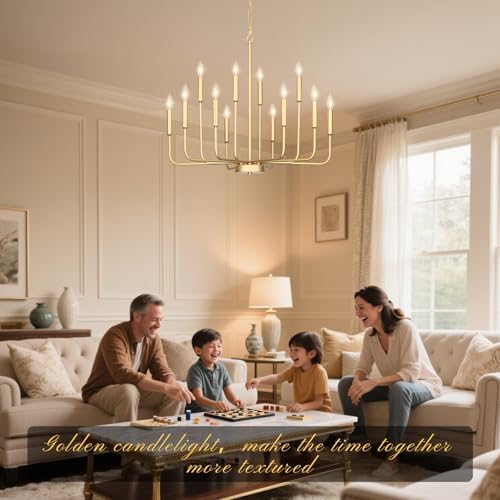 Gifarich 12-Light Gold Chandelier for Dining Room