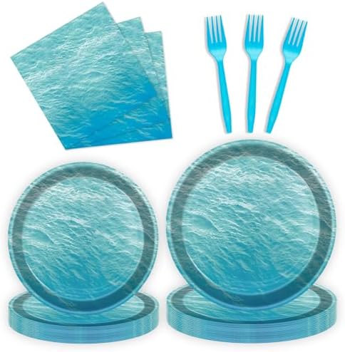 96 Pcs Ocean Themed Plates and Napkins Party Set