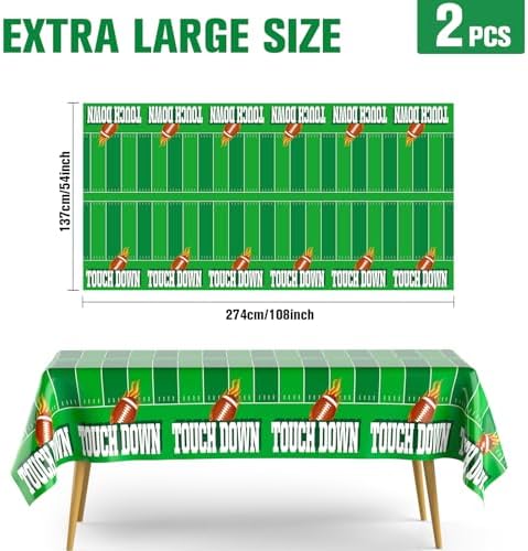 Football Tablecloth 2 Pack 54x108 Touchdown Table Cover for Parties