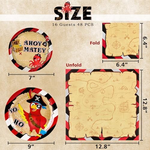 WERNNSAI Pirate Themed Plates and Napkins Set