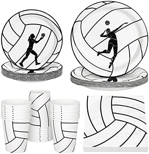 Durony 96 Piece Volleyball Party Tableware Set