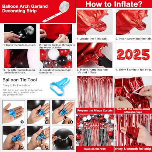 BBTO 2025 Graduation Party Decor Set Red Black