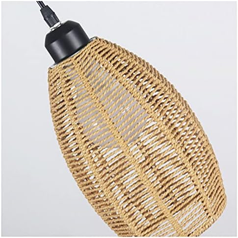 Retro Chinese Style Hanging Chandelier with Woven Rattan