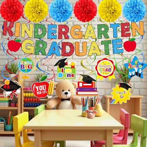Kindergarten Graduation Party Decorations 2025 Banner Hanging Swirl Set