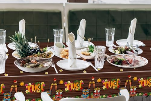 3Pcs Foil Tiki Tablecloths 54 x 108 Inches