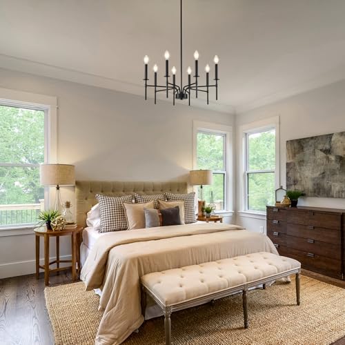 ZUYURT 8 Light Black Chandelier for Modern Farmhouse Dining Room