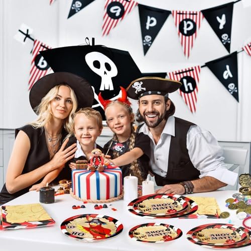 WERNNSAI Pirate Themed Plates and Napkins Set