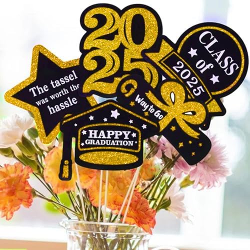 2025 Graduation Decor Centerpiece Sticks Red Black