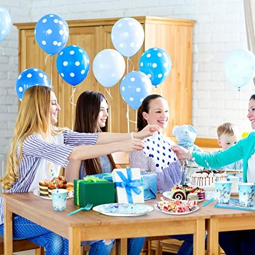Spakon 200 Pcs Baby Shower Paper Plates Cups Napkins Straws Tableware Set