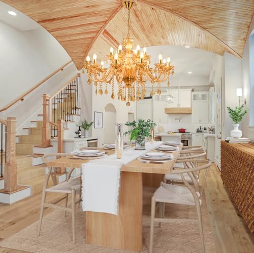 Amber Gold Crystal Chandelier with 18 Lights