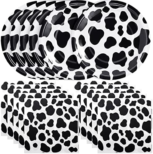 Cow Print Party Tableware Set 60PCS Plates and Napkins