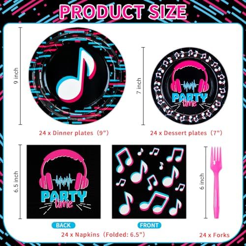 DYLIVeS 96 Pcs Music Note Party Tableware Set