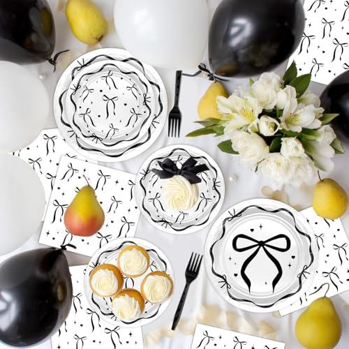 Lecheme Black Bow Birthday Decorations Set