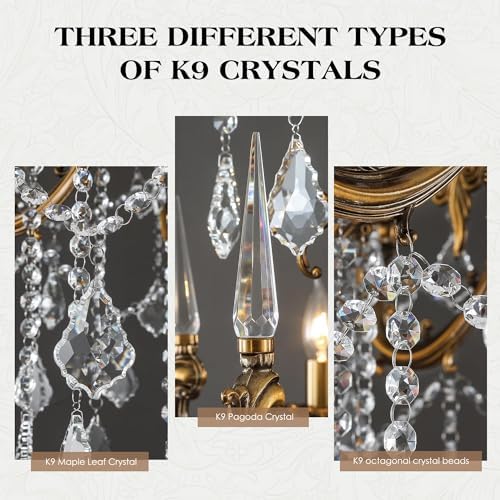 Antique Bronze Crystal Chandelier 8-Light Luxury Hanging Fixture