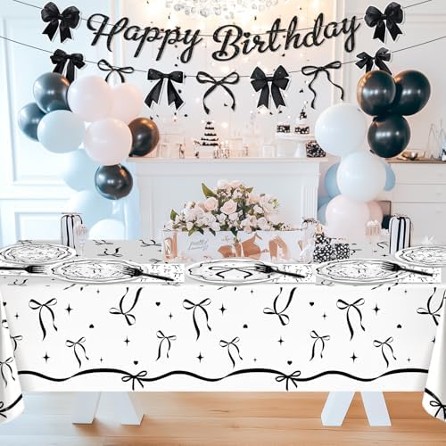 Lecheme Black Bow Birthday Decorations Set