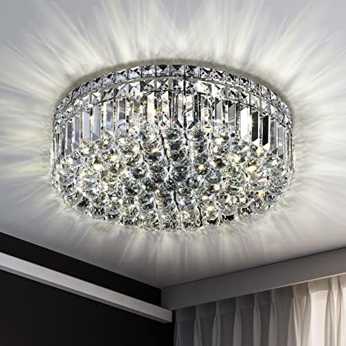 CEENLI 6-Lights Crystal Flush Mount Chandelier
