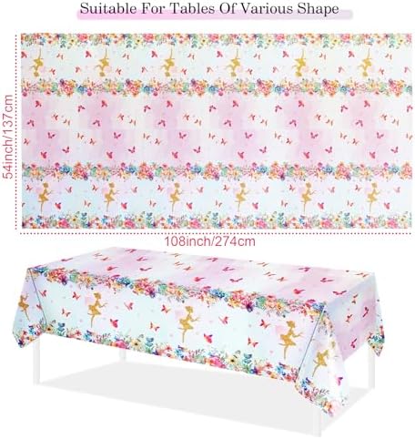 PHOGARY Fairy Table Cloth 3 Pcs Disposable Pink