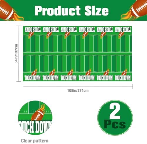 Vilnadu Football Tablecloth 54x108 Inch 2Pcs Touchdown Cover