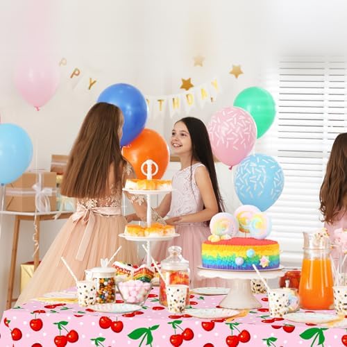 umoni Cherry Theme Tablecloth Set for Birthday and Baby Shower