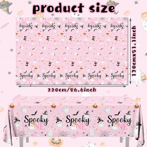Spooky One Birthday Tablecloths 3PCS Pink Halloween Decorations
