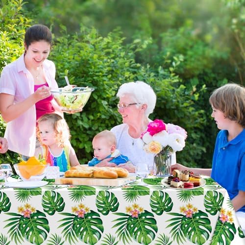 6 Pack Hawaiian Luau Tablecloths with Palm Leaves Design
