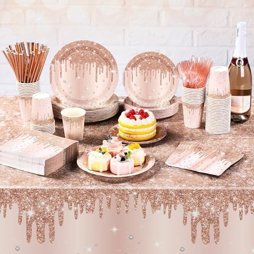 452 Pcs Rose Gold Party Supplies for Birthday Decorations