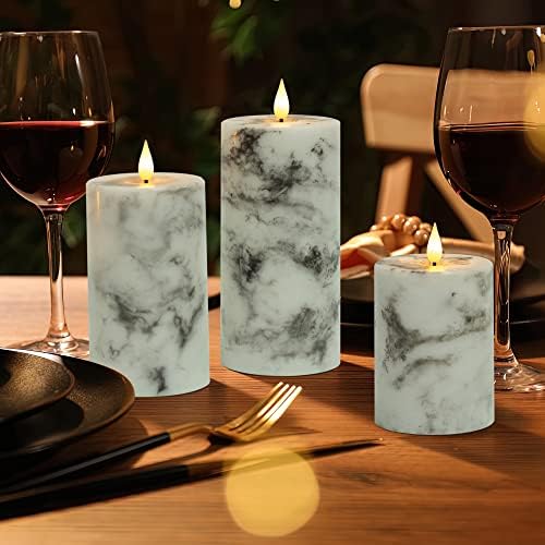 Yongmao Flameless Candles LED Real Wax 3D Wick Pillar with Remote Control