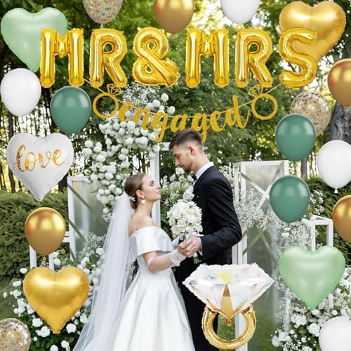Sage Green and Gold Engagement Party Decor Set