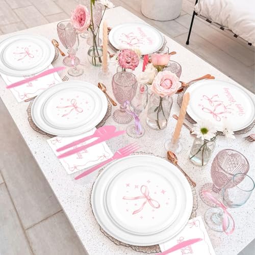 Pink Bow Party Decorations 170 Pcs Birthday Supplies Set