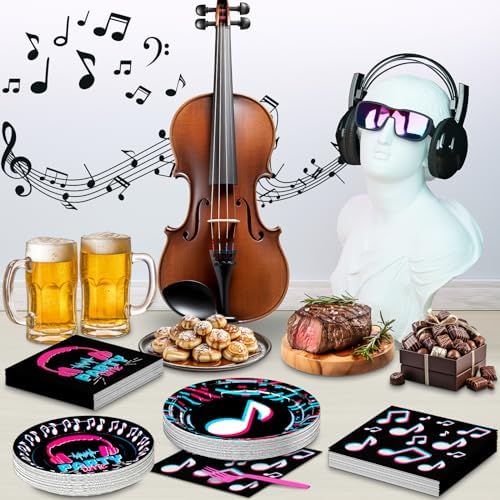 DYLIVeS 96 Pcs Music Note Party Tableware Set