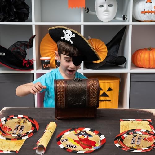 WERNNSAI Pirate Themed Plates and Napkins Set