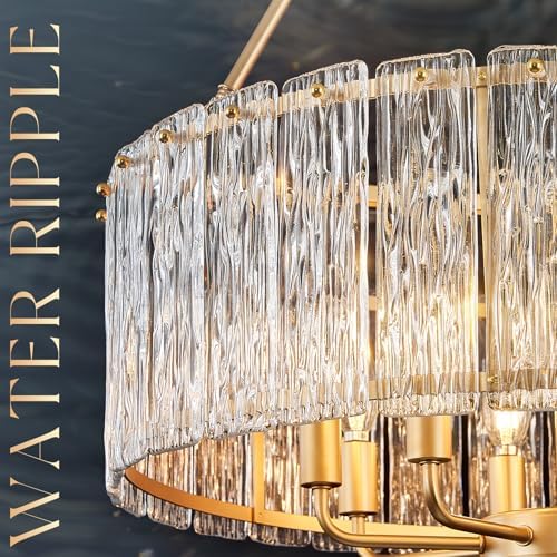 Gold Drum Chandelier 244 8-Light Crystal Ceiling Light