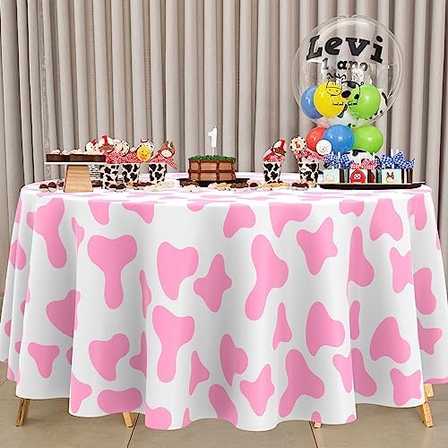 Oudain 6 Pcs 84 Inch Round Plastic Tablecloth