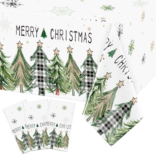 3 Pcs Christmas Tree Plastic Tablecloths 54x108 In