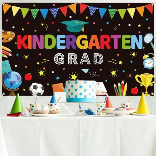 Kindergarten Graduation Party Backdrop Banner for Kids