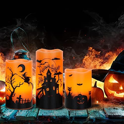 GenSwin Halloween Candles with Timer 3 Pack