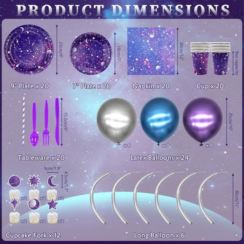 Space Galaxy Themed Party Tableware Set for 20 Guests