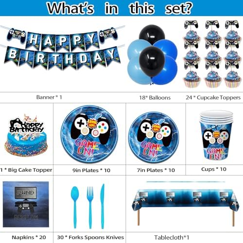 Video Game Themed Birthday Party Decorations Set