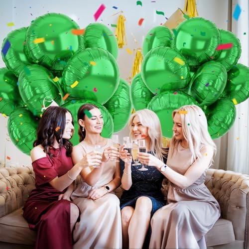 20PCS Green Round Foil Balloons for Party Decorations