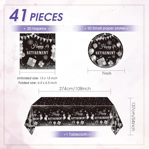 41PCS Happy Retirement Party Decorations Plates Set